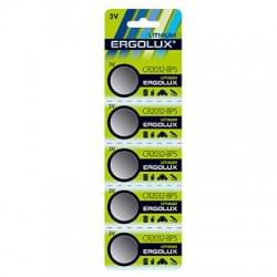 Батарейки плоские литиевые 3V CR2032 Ergolux CR2032-BP5 12051 упаковка 5шт 