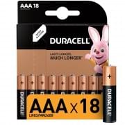Батарейки щелочные Duracell, AAA, LR03, 1.5v, 18 штук