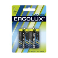 Батарейки алкалиновые (щелочные) ERGOLUX ALKALINE 11751 LR14, C, 1.5В, 7000 мАч, упаковка 2шт 