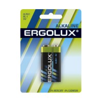 Батарейка алкалиновая (щелочная) ERGOLUX ALKALINE 11753 6LR61 КРОНА 9В 550мАч упаковка 1шт 