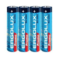 Батарейки солевые 13408 Ergolux Zinc-Carbon PROMO, ААА, R03, 450mAh, 1.5В, упаковка 4шт