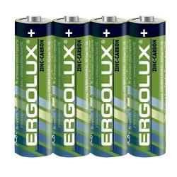 Батарейки солевые ERGOLUX ZINC-CARBON 12441, R6, АА, 1.5В, упаковка 4шт 