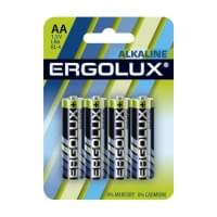 Батарейки алкалиновые (щелочные) ERGOLUX ALKALINE BL-4 11748, LR6, АА, 1.5В, 2700 мАч, упаковка 4шт 