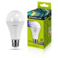 Светодиодная лампа Е27 20Вт ERGOLUX 13184 LED-A65-20W-E27-6K, 6500K, 1940Лм, холодный белый, груша