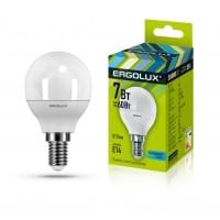 Светодиодная лампа Е14 7Вт ERGOLUX 12144 LED-G45-7W-E14-4K, 4500K, 675Лм, нейтральный белый, шар