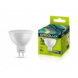 Светодиодная лампа GU-5.3 7Вт 220В ERGOLUX 12881 LED-JCDR-7W-GU5.3-6K, 6500K, 680Лм, холодный белый