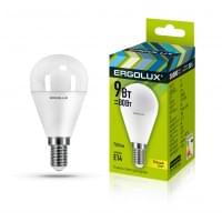 Лампа светодиодная 13173 ERGOLUX LED-G45-9W-E14-3K 220В 9Вт E14 3000K теплый белый