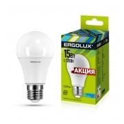 Светодиодная лампа Е27 15Вт 220В ERGOLUX 13638 LED-A60-15W-E27-4K, 4500K, 1440Лм, нейтральный белый, груша