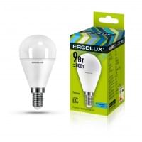 Светодиодная лампа Е14 9Вт ERGOLUX 13174 LED-G45-9W-E14-4K, 4500K, 865Лм, нейтральный белый, шар