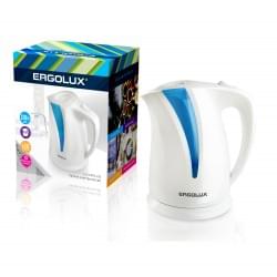 Электрический чайник с подсветкой пластиковый ERGOLUX ELX-KP03-C35 2л 2300Вт белый+голубой арт13115