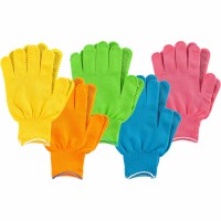 Перчатки в наборе, цвета: зеленый, розовая фуксия, желтый, синий, оранжевый, ПВХ точка, L, Россия Palisad 67854