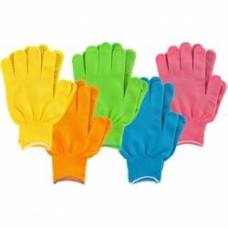 Перчатки в наборе, цвета: зеленый, розовая фуксия, желтый, синий, оранжевый, ПВХ точка, L, Россия Palisad 67854