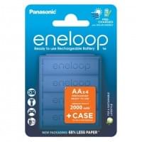 Аккумуляторы Panasonic Eneloop, AA, 2000 мАч, BK-3MCDE/4CP+case, 4 шт + бокс для аккумуляторов