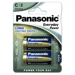 Щелоные батарейки Panasonic Everyday Power C, LR14 LR14EPS/2BP 2шт