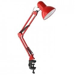 Настольный ламповый светильник на струбцине 12896 Ultraflash UF-312P красный 220В 60Вт Е27
