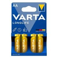 Батарейки Varta Longlife, 04106101414, щелочные, AA, LR6, 4 шт