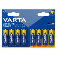 Батарейки Varta Longlife Max Power, 4906, AA, щелочные, LR6, 8 шт
