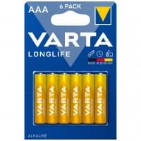 Батарейки Varta Longlife, 04103101416, щелочные, AAA, LR03, 6 шт