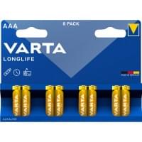 Батарейки Varta Longlife, 04103101418, щелочные, AAA, LR03, 8 шт