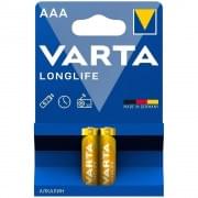 Батарейки Varta Longlife, 04103113412, щелочные, AAA, LR03, 2 шт