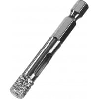ЗУБР сверло алмазное по керамограниту, вакуумное спекание алмазов, d=8 мм, хвостовик HEX 1/4", Профессионал, 29865-08