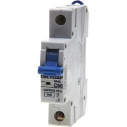 Автоматический выключатель СВЕТОЗАР 1-полюсный 50 A "C" откл. сп. 6 кА 230 / 400 В SV-49061-50-C