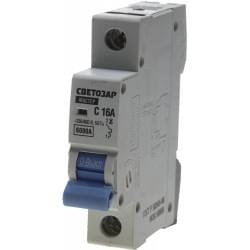 Автоматический выключатель СВЕТОЗАР 1-полюсный 16 A "C" откл. сп. 6 кА 230 / 400 В SV-49061-16-C