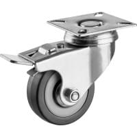 Поворотное колесо с тормозом ЗУБР резина/полипропилен d=50 мм г/п 35 кг 30956-50-B