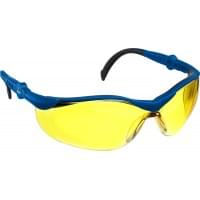 Защитные очки ЗУБР Прогресс 9 открытого типа с желтыми линзами и двухкомпонентными регулируемыми дужками 110311