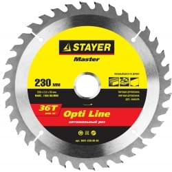 STAYER Opti Line 230 x 30мм 36Т, диск пильный по дереву, оптимальный рез, 3681-230-30-36
