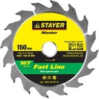 STAYER Fast Line 150 x 20мм 16T, диск пильный по дереву, быстрый рез, 3680-150-20-16