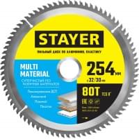 STAYER MULTI MATERIAL 254 x 32/30мм 80Т, диск пильный по алюминию, супер чистый рез, 3685-254-32-80