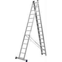 Трехсекционная лестница СИБИН 14 ступеней со стабилизатором 38833-14