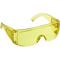 Защитные жёлтые очки DEXX широкая монолинза с дополнительной боковой защитой и вентиляцией, открытого типа, 11051_z02