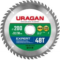 URAGAN Expert 200х32/30мм 48Т, диск пильный по дереву, 36802-200-32-48