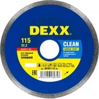 DEXX CLEAN AQUA CUT 115 мм, диск алмазный отрезной сплошной по кафельной и керамической плитке (115х22.2 мм, 5х1.7 мм), 36695-115