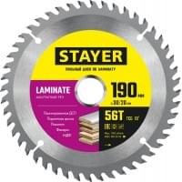 STAYER LAMINATE 190 x 30/20мм 56T, диск пильный по ламинату, аккуратный рез, 3684-190-30-56