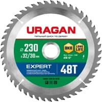 URAGAN Expert 230х32/30мм 48Т, диск пильный по дереву, 36802-230-32-48