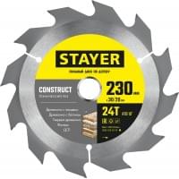STAYER CONSTRUCT 230 x 30/20мм 24Т, диск пильный по дереву, технический рез, 3683-230-30-24