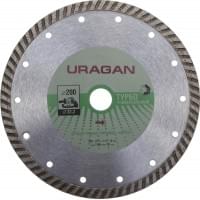 URAGAN ТУРБО 200 мм, диск алмазный отрезной сегментированный по бетону, камню, кирпичу, граниту, мрамору (200х22.2 мм, 10х2.6 мм), 909-12131-200