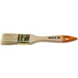 Флейцевая плоская кисть DEXX Практик 38 мм 1,5" натуральная щетина деревянная ручка 0100-038