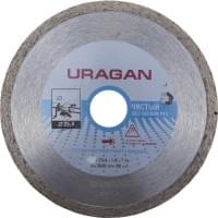 URAGAN 230 мм, диск алмазный отрезной сплошной по керамограниту, керамике, мрамору, камню, граниту, плитке (230х25.4 мм, 7х2.4 мм), 909-12172-200