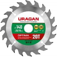 URAGAN Optima 140х20/16мм 20Т, диск пильный по дереву, 36801-140-20-20