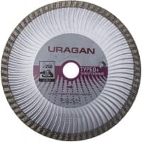 URAGAN ТУРБО-Плюс 200 мм, диск алмазный отрезной сегментированный по бетону, камню, кирпичу, граниту, мрамору (200х22.2 мм, 10х2.6 мм), 909-12151-200