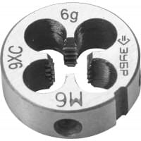 ЗУБР М6x1.0мм, плашка, сталь 9ХС, круглая ручная, 4-28022-06-1.0