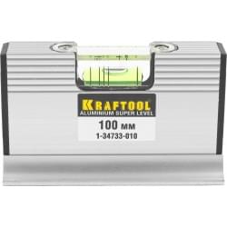 Kraftool 4-в-1 100 мм, компактный уровень 4-в-1: 0%, 1%, 2%, 3%. ACU-VIEW, съемное основание для труб, точность 0.5 мм/м, 1-34733-010